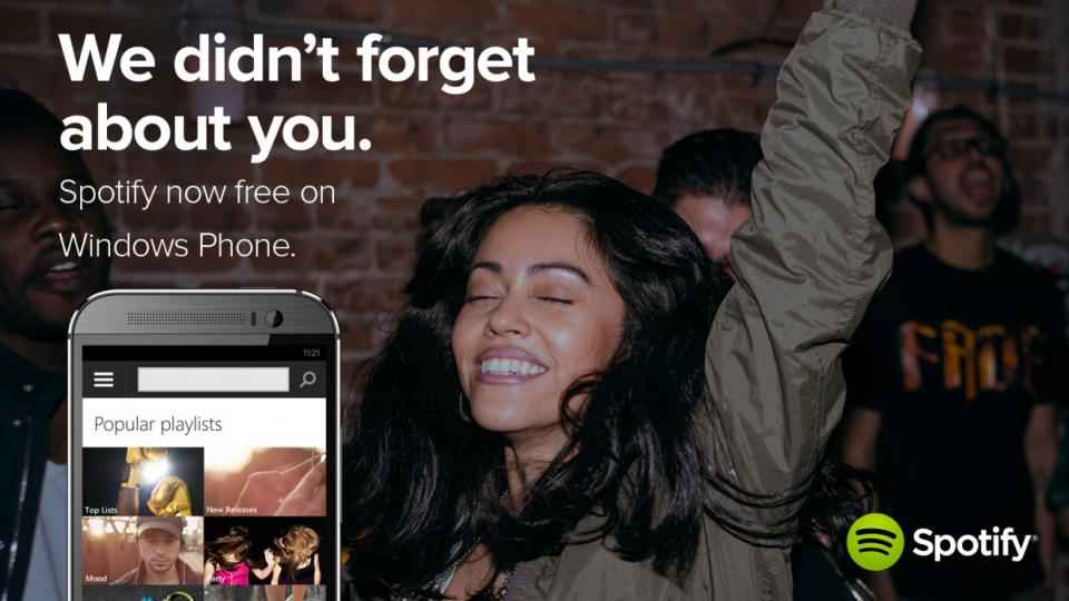 Le streaming gratuit de Spotify arrive enfin sur Windows Phone